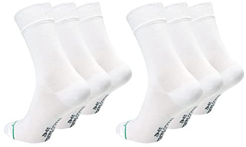Paolo Renzo Unisex Bambus Business Socken 6 Paar Bambussocken für Damen und Herren Geruchshemmend Größe 43/46 Weiß