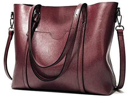 Womens Handbags Soft Leather Large Capacity Retro Vintage Top-Handle Casual Pocket Tote Shoulder Cross-Body Bags Coffee