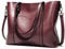 Womens Handbags Soft Leather Large Capacity Retro Vintage Top-Handle Casual Pocket Tote Shoulder Cross-Body Bags Coffee