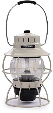 Barebones Railroad Lantern – Vintage LED-Laterne mit Wiederaufladbarem Akku – Außenleuchte mit Einstellbarer Helligkeit für Campingausrüstung, Garten und Heimdekoration (Vintageweiß)