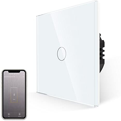 JIMEIDA Interruptor de luz inteligente Alexa funciona con Amazon y Google Home, conductor neutro, interruptor táctil de luz empotrado con LED de estado