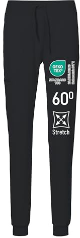EXNER Unisex-Schlupfhose, Slimfit, Skinny, Gummibund mit Kordel, Cargotasche, Farbe schwarz, M