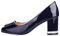 Verocara Women's Mid Chunky Heel Ornament Decoration Genuine Leather Evening Dress Court Shoes Pumps Navy Genuine Patent Leather Flower 5 UK