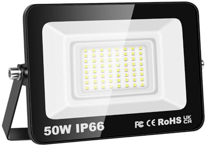 Willpower LED Strahler Außen 50W 5000LM Scheinwerfer 6000K Kaltweiß IP66 Wasserdicht Außenstrahler Fluter Flutlicht Aussenlampe für Garage Flur Garten Innenhöfe Hotel Sportplatz Hinterhof