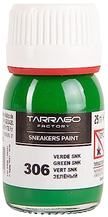Peinture pour chaussures Tarrago Vert SNK 306, flacon de 25 ml, avec pinceau et éponge, pour cuir lisse, cuir synthétique ou toile