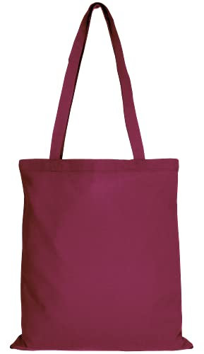 TEXXILLA Baumwolltasche - OEKO-TEX 100 zertifiziert | mit zwei langen Henkeln | 38x42cm | Jutebeutel | Einkaufstasche | unbedruckt, Farbe:bordeaux