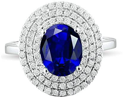 Ring Echt Gold Damen 750, Saphir Ring Frau Echt 1,6 karat Eheringe mit Diamant gr.66 (21.0) Ringe Breit Schmuck Damen