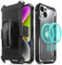 VENA vArmor Rugged Case for Apple iPhone 15 Plus/ 14 Plus (6.7), (Military Grade Drop Protection/Armor) Magsafe Compatible and Heavy Duty Holster Belt Clip Cover with Kickstand - Graphite Gray/Black