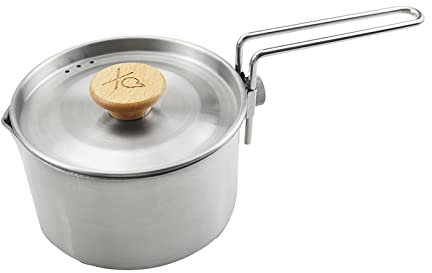 Olla pequeña, 1 L, acero inoxidable, olla para fideos instantánea, con tapa y orificio de vapor, hervidor de agua con mango extraíble adecuado para todo tipo de fuegos