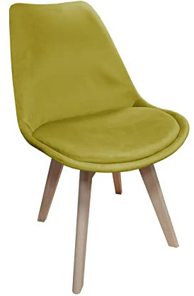 HTI living Stuhl Atlanta Velvet Curry Esszimmerstuhl Samtbezug Holzfüße 1-teilig