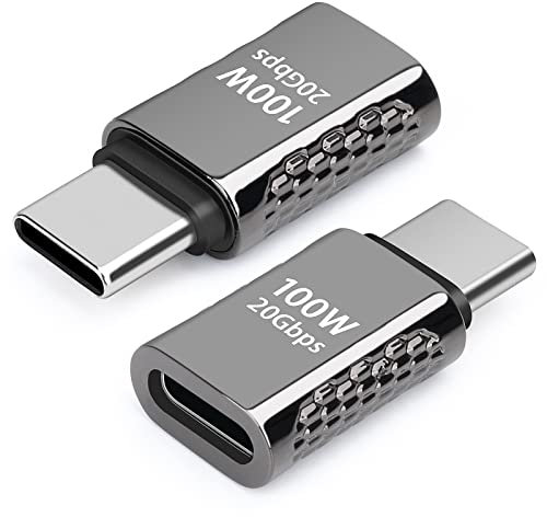 Adaptador USB C Macho a Hembra (Paquete de 2), Adaptador OTG de Expansión USB C Tipo C 100 W 20 Gbps Extensor de Transferencia de Datos para Samsung, MacBook y más Dispositivos USB-C
