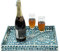 CLAYNIX Serviertablett 39,9 x 29,9 cm, Lack-Perlmutt-Einlage, Mosaik-Tablett, rechteckiges Holz-Marmor-Tablett mit Griffen, Tabletts für Tee, Frühstück im Bett, Tisch (blau)