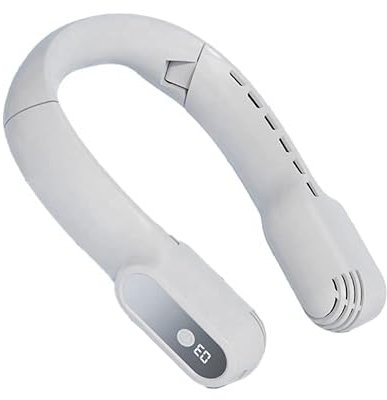 Mini pantalla digital plegable con 3 velocidades de viento ajustables de 4000 mA carga USB, ventilador de cuello portátil sin hojas, ventilador de cuello de silicona silencioso, ventilador colgante de