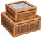 Creative Co-Op Moderne, dekorative quadratische Vitrinen aus Rattan und Holz mit Glasplatte, Set mit 2 Größen, dunkelbraunes Finish