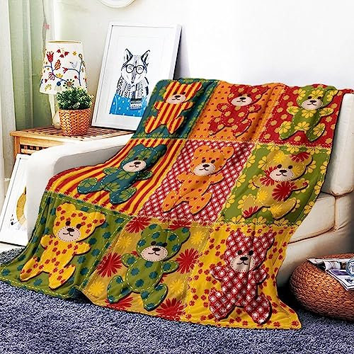 VOZMIO Teddybär Hochwertige Warme Weiche Flanell Plüsch Auf Der Schlafsofa Decke Geeignet Für Klimaanlage Decke Nap Decke (100x150cm (40x60in))