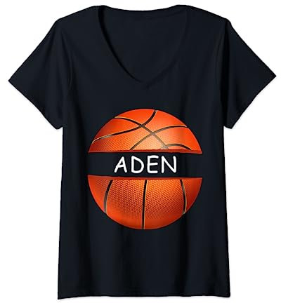 Damen Neuheit personalisierter Name Aden Sports Basketball T-Shirt mit V-Ausschnitt