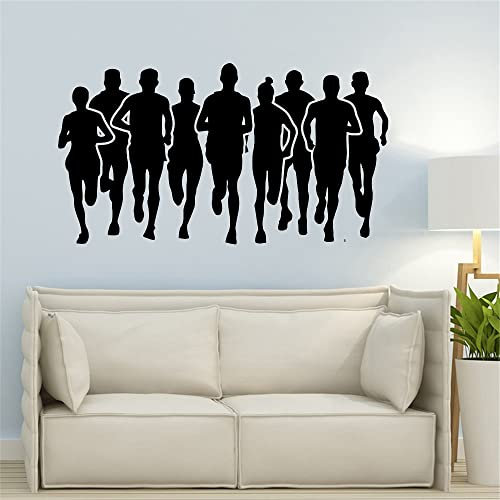 Marathon Läufer Wandtattoo Laufen Sport Lauf Athletik Verein Fitness Poster Fitnessstudio Vinyl Wandaufkleber Home Decor Kinderzimmer Wandbild 76X42Cm