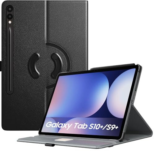 TiMOVO Custodia compatibile con Samsung Galaxy Tab S10+ Plus 2024/S9 Plus 2023, girevole a 90 gradi, con supporto per penna S, per dormire e svegliarsi in auto, per Galaxy Tab S10+/S9+ 12.4, colore: