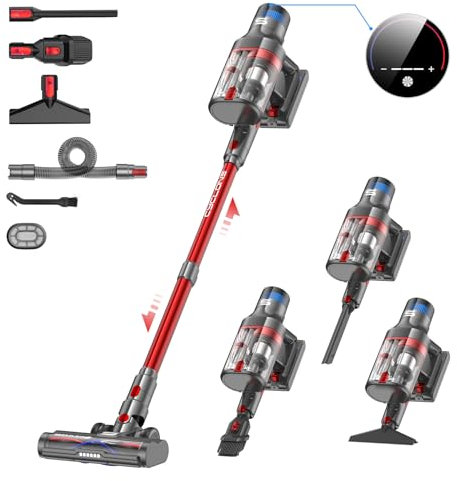 Vistefly V15 Apex Aspiradora sin Cable Dual-Cup, 42KPA 500W Aspiradora Escoba sin Cable Potente 10 en 1, Autonomía 65min Pantalla Táctil y Sensor de Polvo para Pelo Suelo Sofá Alfombra