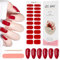 Kalolary 20PCS Gel Nagellack Aufkleber, Nagelsticker Full Wraps Nagelaufkleber UV/LED Lampe Erforderlich Cured Gel Nail Strips mit Nagelfeile und Stick für Frauen Mädchen (Jujube rot)