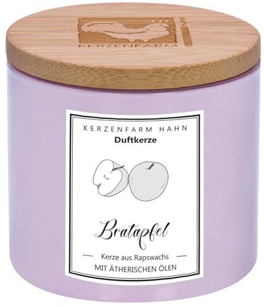 KERZENFARM HAHN duftkerze im trendglas bratapfel mit holzdeckel brenndauer ca 19 std