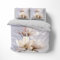 FEBE 3D Bettwäsche Magnolia Blume Bettbezug-Set 135x200 + Kissenbezug 80x80 cm Wendebettwäsche 2 Teilig mit Reißveschluss
