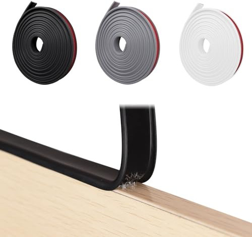U-Form Selbstklebend Möbelkantenband, 5m×12mm Flexible TPE Faltbarer Kantenschutz für Schrankkanten, Möbelkantenleiste für Tisch Schränke Stühle Regale Restaurierung (Schwarz-5m×12mm)