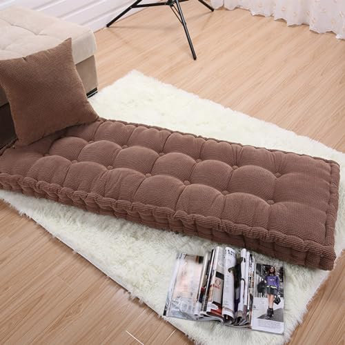 Hruile Bankkissen, individuelle Größe, 10 cm dick, Erkerfenster-Sitzkissen, Gartenbank, waschbar, Möbel-Sitzmatten für Terrasse, Küche, Tatami, Esszimmer, Bank, Braun