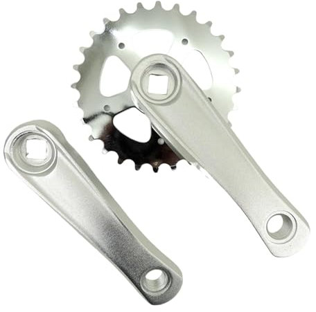 Aymzbd Leichte Kinderfahrrad Kurbelgarnitur Aus Hochwertiger Legierung, 28T Grau Silber