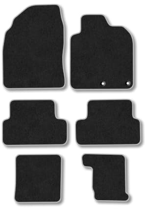 Nissan Qashqai +2 (2007-2014) Carpet Car Mats | Grey Edge Trim Tailored Fit Floor Mats Full Coverage Protection Accessories Easy Clean Anti Slip Made in the UK
