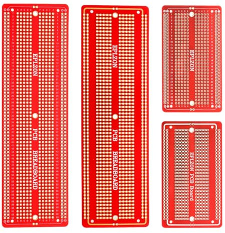 EPLOZN 2PCS 6.8x2.05 & 2PCS 3.5x2.05 Breadboard Kit Solderable Breadboards for Electronics Projects Compatible for DIY Soldering Circuits Projects Prototype Board,Red