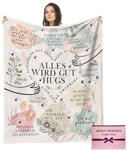 NlsqEU Geschenke für Frauen Männer, Gute Besserung Geschenke Decke, Aufmunterung Geschenke für Frauen Männer Kinder Personalisierte Decke Kuscheldecke Mutmacher Geschenke 59 * 51 Zoll (Deutsch)