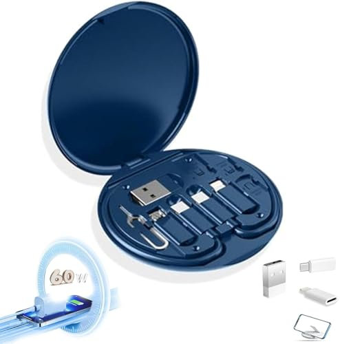 Endyniner 9 in 1 Cable Case Kit, 9 in 1 Cable Charger Case, USB C to USB Adapter, Type C to USB Adapter, USB C Multi Charging Cable 60w Fast Charge, Multi Charging Cable Adapter Kit (blue)