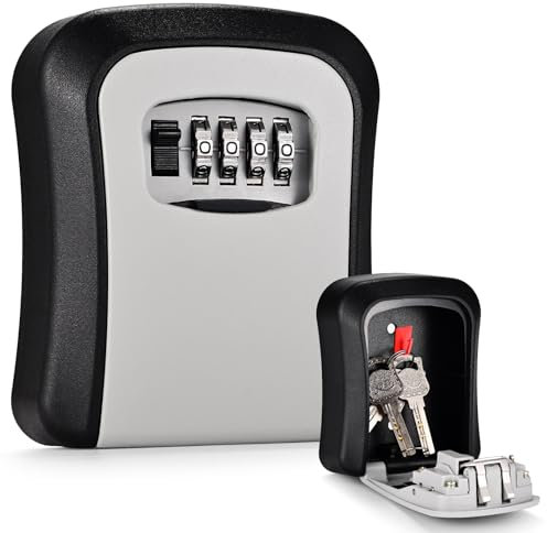 Wilvcsr Key Safe Wall Mounted Outside, Police Approved, 4 Digit Combination Lock Box for Home, Garage, Office, School