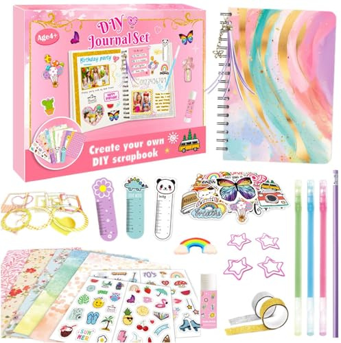 Mädchen-Tagebuch-Set, Tagebuch für kleine Mädchen - Art Crafts Scrapbook Supplies Niedliches Briefpapier-Set | Kleine Mädchen-Aufkleber, Sammelalbum, Tagebuch, Zubehör-Set, tragbar, für den -Kindertag