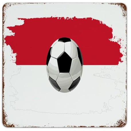 Metall-Blechschild mit Fußballmotiv Monaco, 30,5 x 30,5 cm, für den Eingangsbereich, Lounge, Heimdekoration, Metallschild für Sportspieler, Fitnessstudio, Garage, Schilder für Wäsche