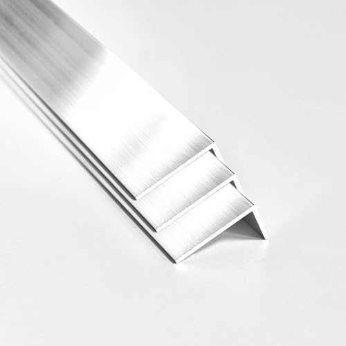 nielsen Aluminium L-Shaped Angle Profile - Pack of 3 - Natural Mill Finish 2000x20x10 mm, 1.5mm Thick, 2m Length – Corner Trim, Edge Protection, Decorative Finishing