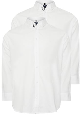 BadRhino Big & Tall 2 Pack Long Sleeve Poplin Shirts - Men's - Plus Size Curve
