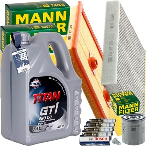 Inspektionspaket + 1x5L FUCHS 5W-30 Motoröl passend für A3 Leon