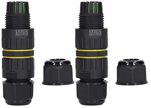 Grcfumo 2Pcs Junction Box Connector, M25 4 Core IP68 Water Proof Power Cable Junction Box, Garden Junction Box Electrical Cable Connector