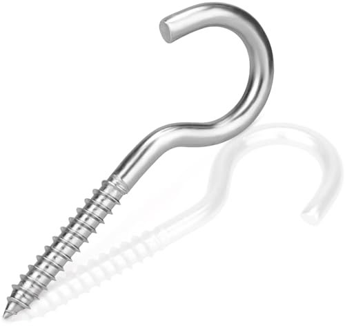 Valorada 4Pcs 100mm Hooks for Hanging, Stainless Steel Screw Hooks, Ceiling Hooks for Hanging Plants, Kitchen Utensils, Lights, Cups