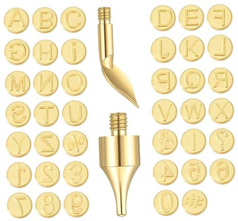 Holibanna 1 Satz Lötkolben-lötkopf Brennende Briefe Funktionierende Brennerspitze Prägen Brennende Spitzen Brennende Spitze Für DIY Brennende Stiftspitzen Holzhandwerk Golden Messing