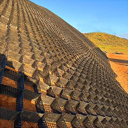 Kiesgitter Kiesmatten Kieswaben Hochleistungs-Geogitter aus Kunststoff für Hänge, Stabilisierungspad zur Verstärkung von Stützmauern für Auffüllen von Schlamm, Erde, Kies, Gras, Gartenparkwegen(6x10m