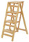Scala di Sicurezza a 4 gradini, Scala Domestica in Legno massello, Scala Multiuso, Sedia Pieghevole, Sedia a pioli, Scala Portatile Leggera (Colore Legno)