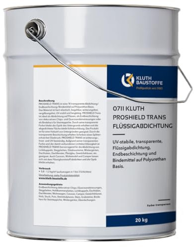 Kluth PROSHIELD TRANS - 1kg - transparente Abdichtung für Balkone, Lichtkuppeln, alte Fliesen - Bindeharz Bindelmittel für Steinteppich - Caravan - lichtdurchlässig