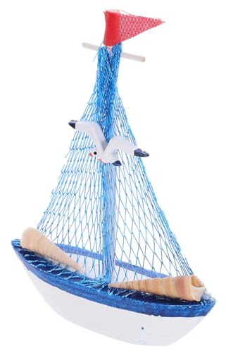 ULTECHNOVO Mediterranes Holz Segelboot Modell Dekorative Desktop Figur Eleganter Maritimer Stil Handgefertigte Holzboot Deko für Schreibtisch Wohnzimmer und Büro Einzigartiges Ornament