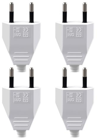 4 Piezas Clavija Enchufe Macho Plano, Clavija Enchufe Macho Plano, 250 V, 2.5A, para Cable de Alimentación, para ElectrodoméSticos, Blanco