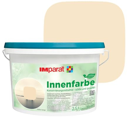 IMparat Innenfarbe KF konservierungsmittelfrei helles beige 2,5 l | ideal für Allergiker | matte Trend Wandfarbe | hohe Deckkraft | waschbeständige Raumfarbe | perfekte Renovierfarbe | Profi-Qualität