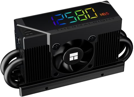 Thermalright HR10 2280 Pro Digital Schwarz-Hochleistungs-Festplatten-Festplatten-Kühler mit 4 x 5 mm AGHP-Wärmerohr, Digitalanzeige von 4 x 5 mm, SSD-Kühler ausgestattet, der ausgestattet ist