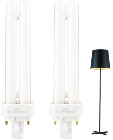 sofun 2 Pack 18W 4 Pin Bathroom Light Bulbs, G24q-2 CFL Energy Saving Lamp, Neutral White 4000K 2U Fluorescent Tube Light for Corridor Bedroom